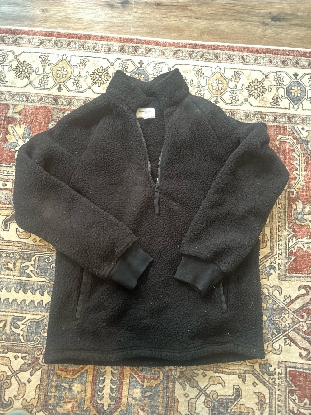 Goodfellow Men's Black Sherpa Half-Zip Pullover